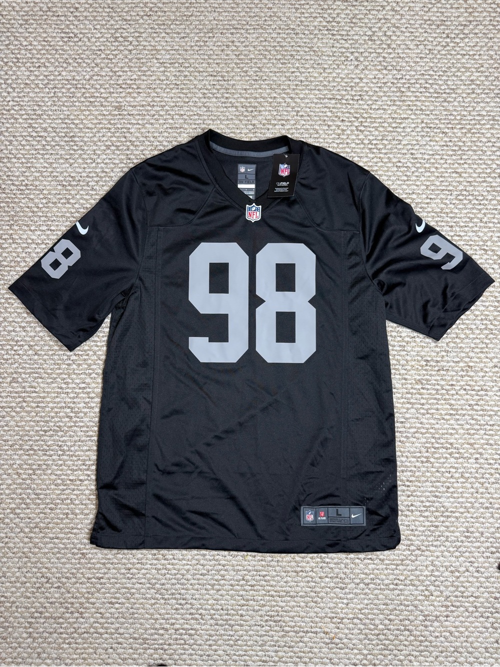 NWT Nike Maxx Crosby #98 Las Vegas Raiders NFL Game Jersey Black Men’s L